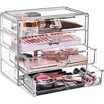 Amazon.com: Sorbus Makeup Organizer - 4 Drawer Acrylic Make Up Organizers and Storage for Cosmetics, Jewelry, Beauty Supplies, Clear Makeup Organizer for Vanity, Girl's Room, College Dorm, Counter, Bathroom Sink : Beauty & Personal Care