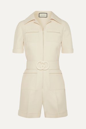 Gucci | Belted wool and silk-blend cady playsuit | NET-A-PORTER.COM