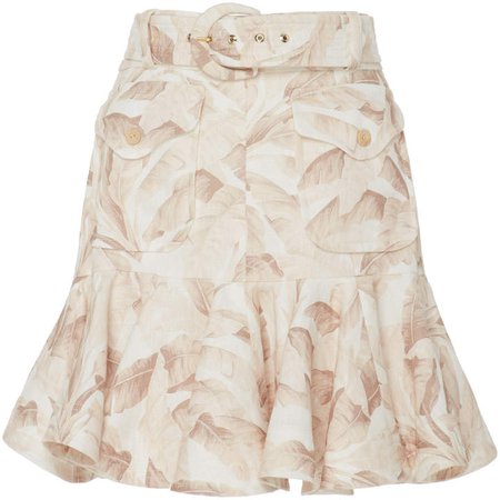 Belted Linen Peplum Mini Skirt