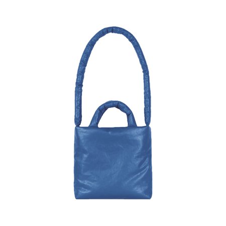 blue square leather bag