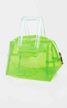 Neon Lime Clear Resin Handle Mini Bag | PrettyLittleThing