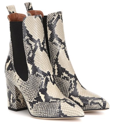 Snake-Effect Leather Ankle Boots - Paris Texas | Mytheresa