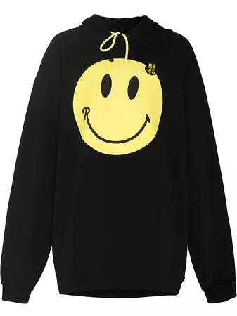 Shop Raf Simons x Smiley oversized distressed hoodie with Express Delivery - FARFETCH