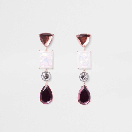 Rose gold tone jewel drop earrings - Earrings - Jewelry - women