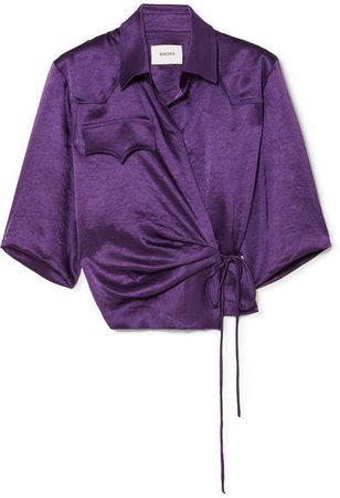 Dalas Washed-satin Wrap Blouse - Purple