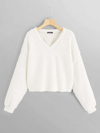 White fluffy sweater