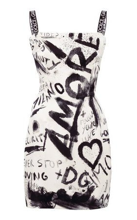 Graffiti-Print Charmeuse Mini Dress By Dolce & Gabbana | Moda Operandi