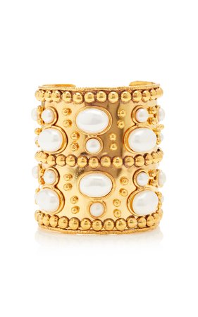 Manchette And Wonder Byzance Gold-Plated And Pearl Wide Cuff by Sylvia Toledano | Moda Operandi