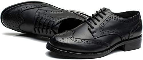 Amazon.com | U-lite Women's Perforated Lace-up Wingtip Leather Flat Oxfords Vintage Oxford Shoes Brogues | Oxfords