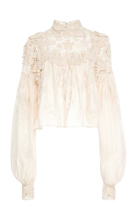 Theodora Guipure Lace Cotton-Silk Blouse by Ulla Johnson | Moda Operandi