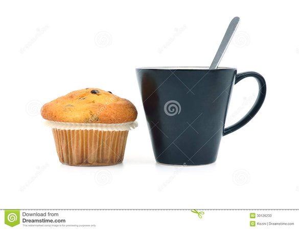 Muffin With Chocolate And Coffe Cup Stock Image - Image of berry, blueberry: 30126233