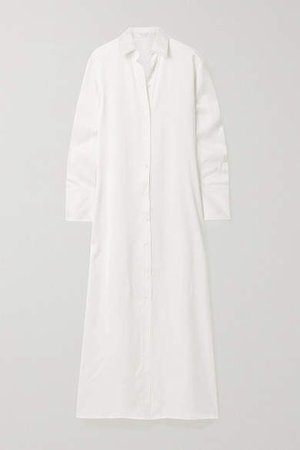 Deveaux - Nye Satin Maxi Shirt Dress - White