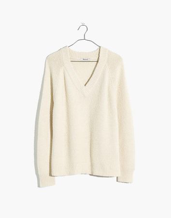 Arden V-Neck Pullover Sweater white
