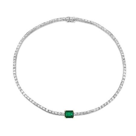 DIAMOND & EMERALD BAGUETTE TENNIS NECKLACE, SHAY JEWELRY