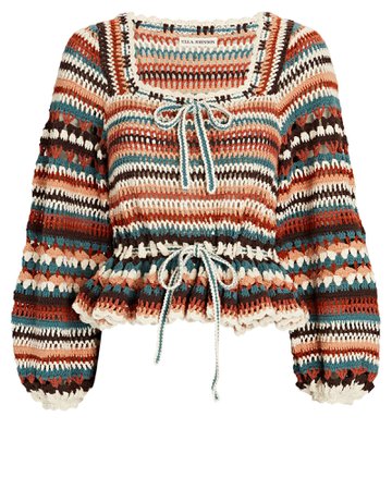 Ulla Johnson Constanza Crochet Knit Peplum Top | INTERMIX®