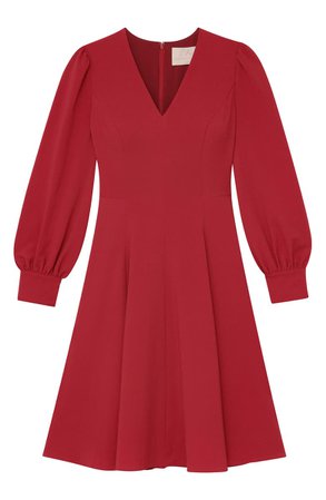 Gal Meets Glam Collection Layla Long Sleeve Fit & Flare Dress red