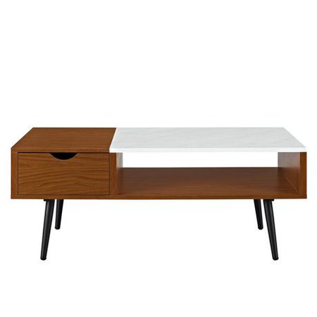 Manor Park Mid Century Modern Wood and Faux Marble Coffee Table | Walmart Canada