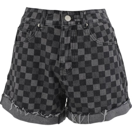 Checkerboard Denim Shorts - PIKAMOON - Fashion Selected Designer Clothing