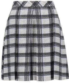 Pleated Checked Crepe Mini Skirt