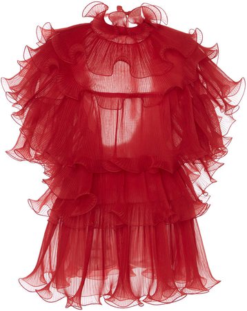 Alberta Ferretti Tiered Ruffle Silk Mini Dress