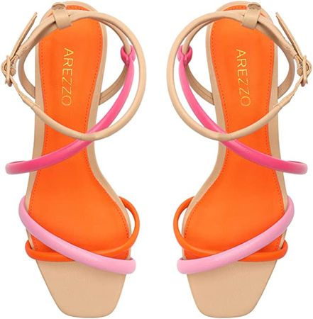Amazon.com | AREZZO Women's Cris Mid Block Heeled Sandal | Fashion Sneakers