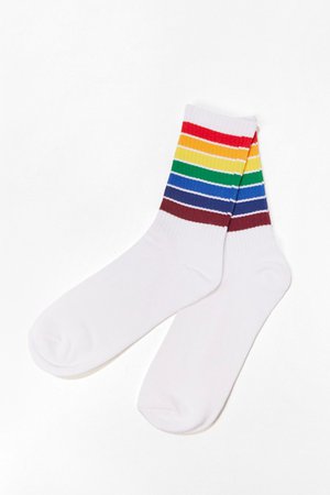 Men Rainbow Striped Crew Socks | Forever 21