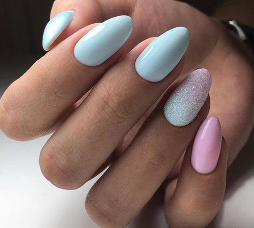 Blue and Pink Nails