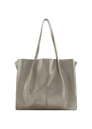 MANGO Leather metallic bag