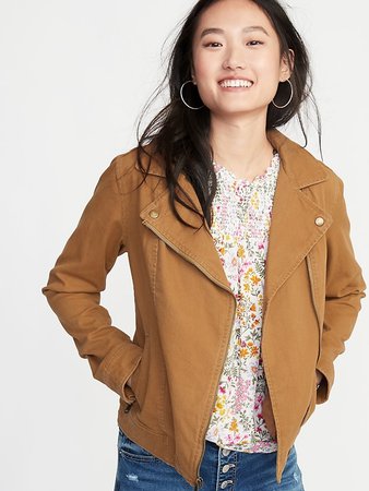 Twill Moto Jacket for Women | Old Navy