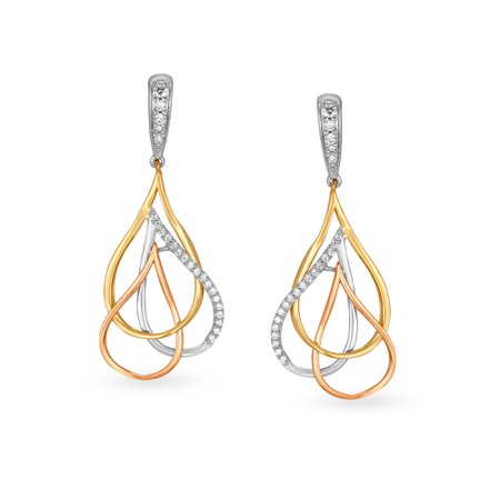 Mia by Tanishq 14KT Yellow Gold Diamond Drop Earrings with Teardrop Design | Mia