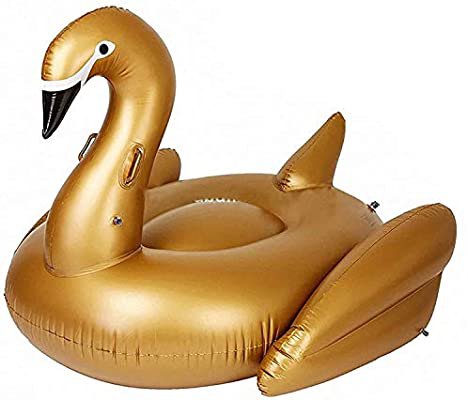 Amazon.com: Inflatable Swimming Pool Float - 75" Giant Golden Swan Goose Animal Raft Lounge with Riding Handles for Family, Kids & Adults - UV Puncture & Resistant Vinyl Water Tube Toy for Beach, Lake & River: Sports & Outdoors