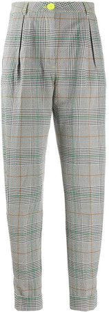 Checked Tapered Leg Trousers