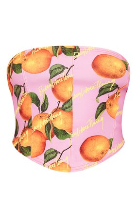 Candy Pink Orange Print Bandeau Corset | PrettyLittleThing USA