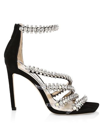 Jimmy Choo Josefine Crystal-Embellished Suede Sandals | SaksFifthAvenue