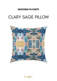 Blue Floral Velvet Pillow - Throw Pillows