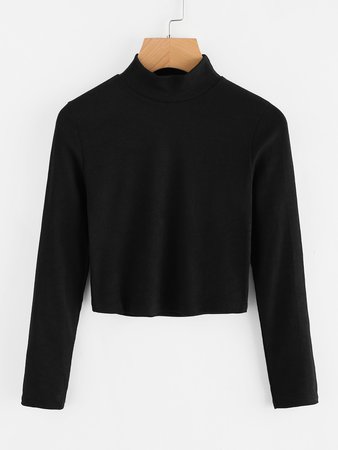 High Neck Ribbed Crop Sweater