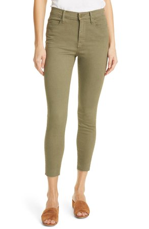 FRAME Le High Waist Crop Skinny Jeans (Washed Military) | Nordstrom