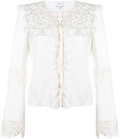 ruffled floral embroidered top