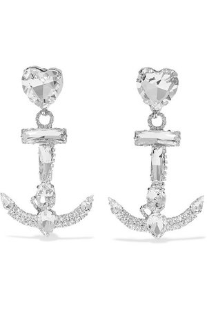 Alessandra Rich | Oversized silver-tone crystal clip earrings | NET-A-PORTER.COM