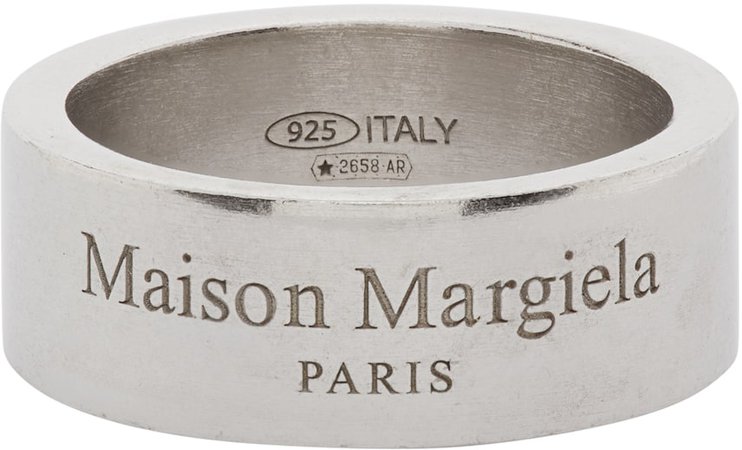 Silver Logo Ring by Maison Margiela on Sale