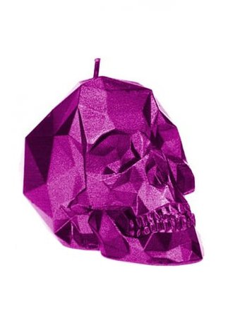 Small Metallic Pink Poly-Skull Candle