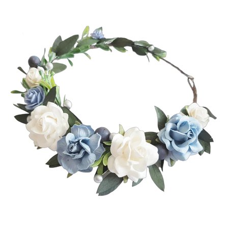 Boho dusty blue headpiece Bridal blue flower crown Dusty flower crown Dusty Blue Flower crown Blue bridal headpiece