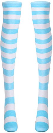 Amazon.com: YOOJIA Women Striped Thigh High Socks Over Knee Long Socks Leg Warmer Anime Preppy Stocking for Halloween Cosplay Party Pink One Size: Clothing
