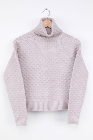 Lavender Sweater - Turtleneck Sweater - Dot Knit Sweater - Lulus