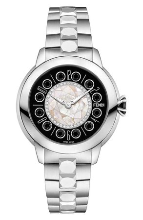 Fendi Ishine Diamond Bezel Rotating Bracelet Watch, 33mm | Nordstrom