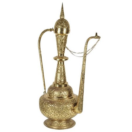 Oversized Tall Middle Eastern Ewer Lamp Turkish Moorish Brass