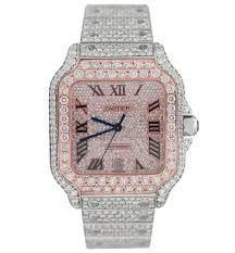 Pink iced out watch