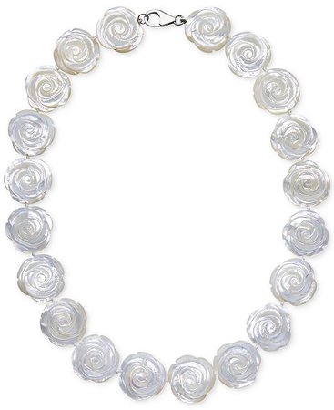 Macy's Mother of Pearl Flower Collar Necklace in Sterling Silver (20mm)