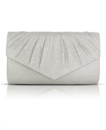 Shop for Womens Clutch Bags in Silver Glitter Fabric