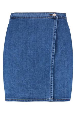 Plus Wrap Detail Denim Skirt | Boohoo